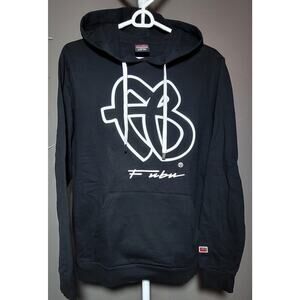FUBU Hoodie Sweatshirt Puff Print Logo Streetwear Black Men Size Small  Unisex